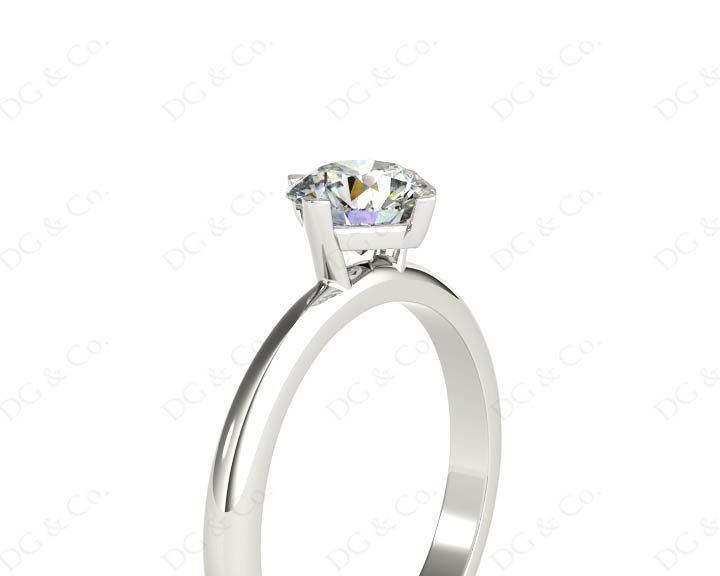 Round Cut Four Claw Set Diamond Engagement Ring with Plain Band - Platinum - DG & Co. Jewellery