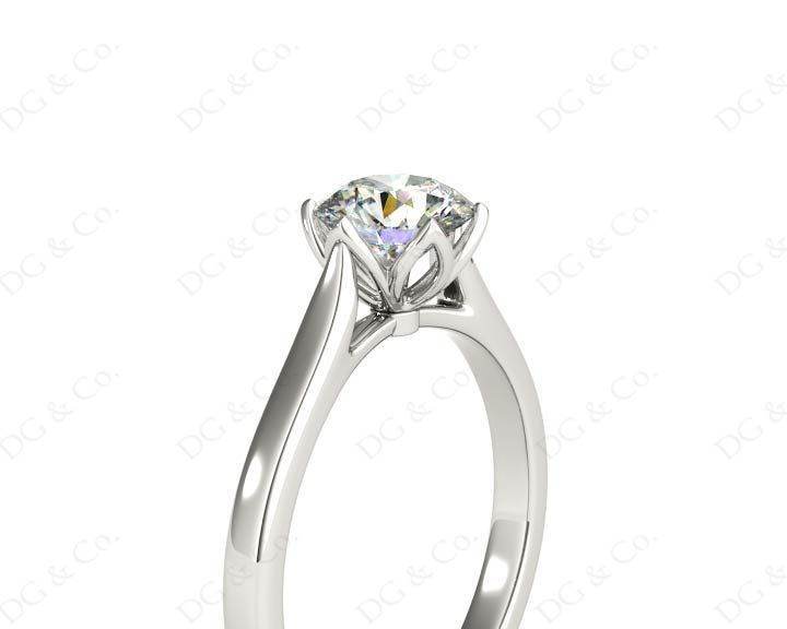 Round Cut Six Claw Set Diamond Ring with Plain Band in Platinum - DG & Co. Jewellery