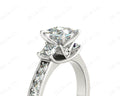 Princess Cut Trilogy Ring with Milgrain set shoulder diamond - Platinum - DG & Co. Jewellery