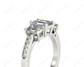 Emerald Cut Trilogy Ring with Channel Set Shoulder Diamonds - Platinum - DG & Co. Jewellery