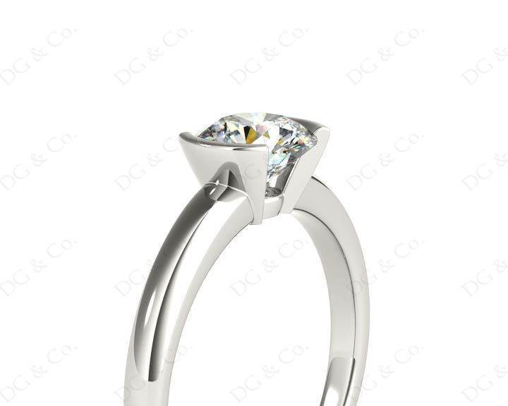 Round Cut Bezel Set Diamond Ring on a Plain Band in Platinum - DG & Co. Jewellery