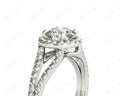 Split Band Round Cut Halo Diamond Engagement ring with claw set centre stone in Platinum - DG & Co. Jewellery