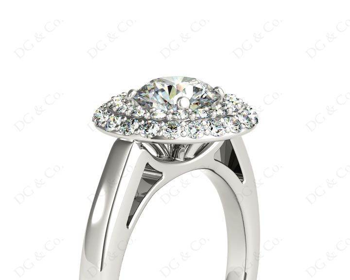 Round Cut Double Halo Diamond Engagement ring with claw set centre stone - Platinum - DG & Co. Jewellery