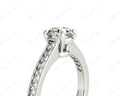 Round Cut Four Claw Set Milgrain Diamond Engagement Ring With Pave Side Stones - 18k White - DG & Co. Jewellery