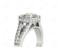 Round Cut Halo Diamond Engagement Ring Split Band with Four Claws Set Centre Stone - Platinum - DG & Co. Jewellery