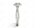 Round Cut Split Shank Diamond Halo Engagement Ring with Pave Set Side Stones Down the Band in Platinum - DG & Co. Jewellery