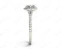 Round Cut Diamond Ring With Round Cut Diamonds Scallop Set on the Halo and Down the Shoulders - Platinum - DG & Co. Jewellery