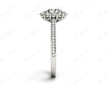 Round Cut Flower Halo Diamond Ring with a Claw Set Halo and Pave Set Side Stones - 18k White - DG & Co. Jewellery