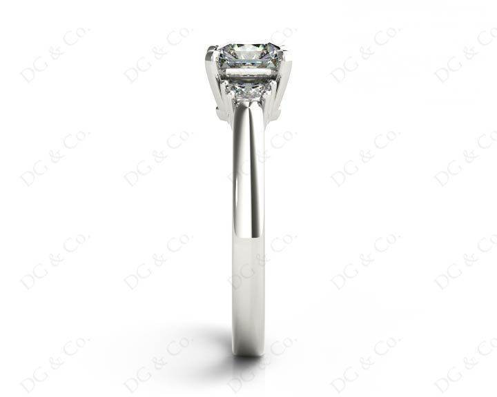 Radiant square cut three stone diamond ring claw set centre stone - Platinum - DG & Co. Jewellery
