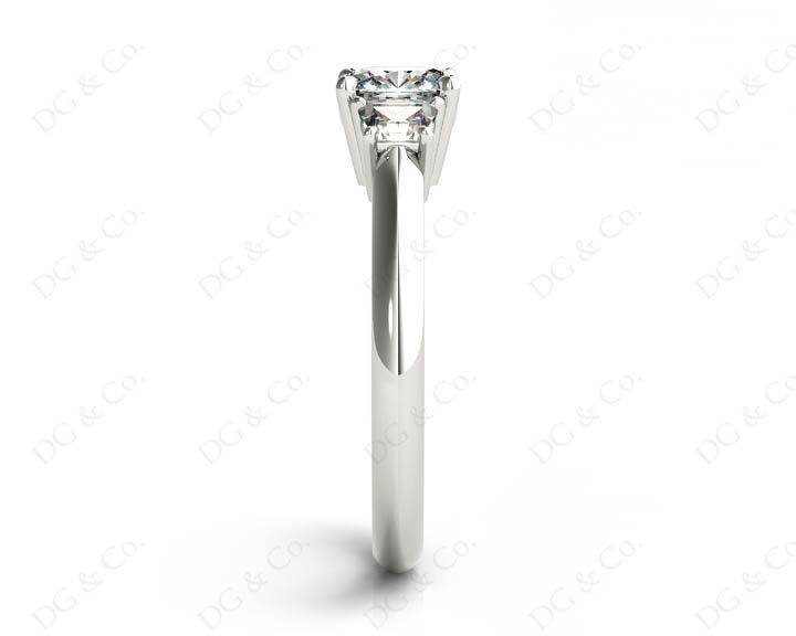 Cushion Cut Trilogy Diamond Ring claw set centre stone - Platinum - DG & Co. Jewellery