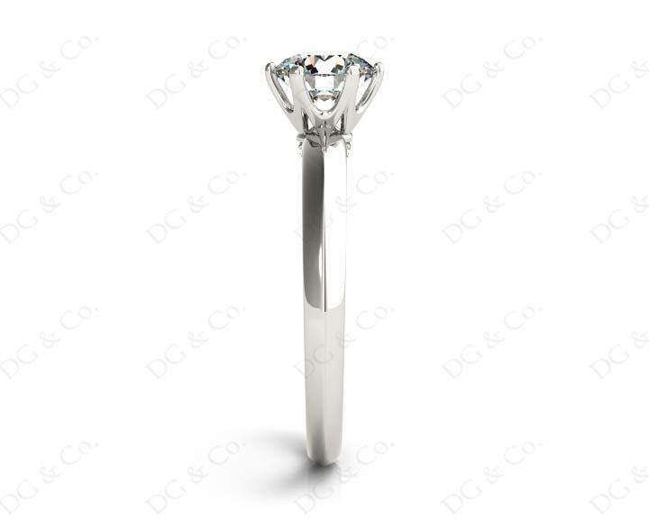 Platinum Brilliant Cut Six Claw Set Diamond Ring On A Plain Band GIA Certified - DG & Co. Jewellery