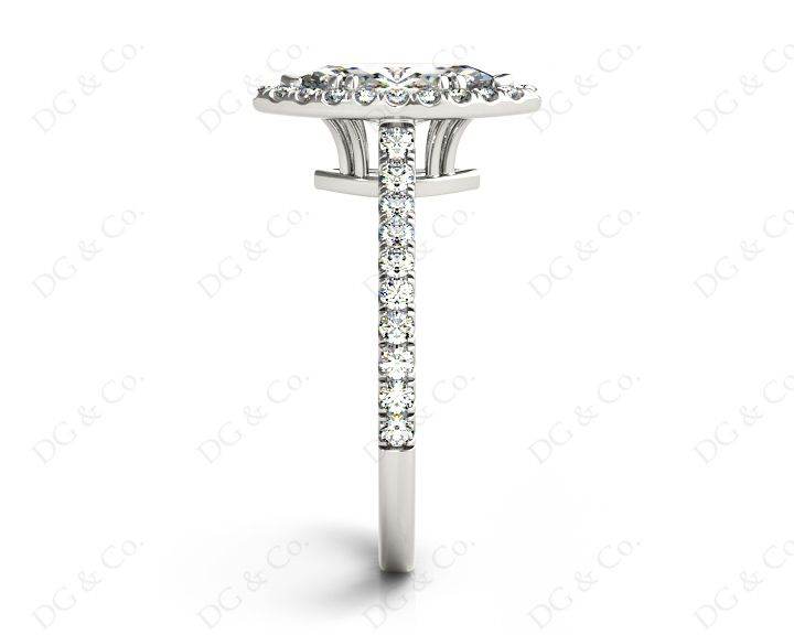 Marquise Cut Halo Diamond Engagement Ring with Claw Set Centre Stone with Pave Set Side Stones - Platinum - DG & Co. Jewellery