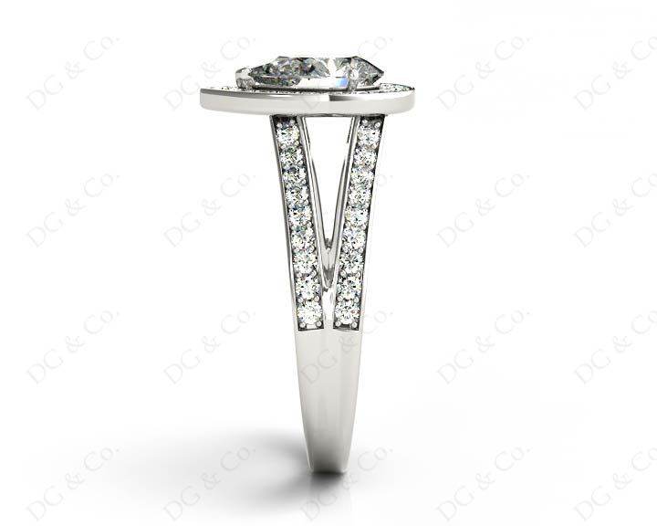 Pear Shape Halo Diamond ring with claw set centre stone - 18K White - DG & Co. Jewellery