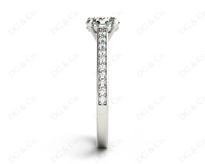 Round Cut Claw Set Diamond Ring with Share Prongs Set Side Stones - Platinum - DG & Co. Jewellery