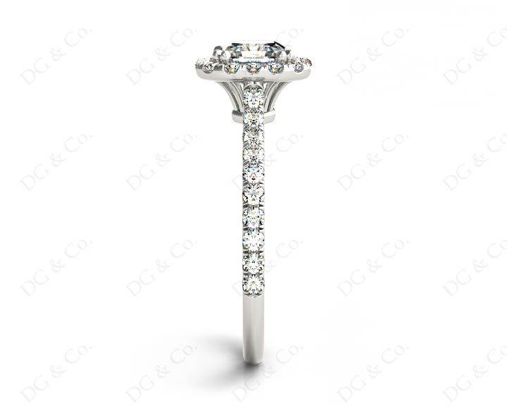 Asscher Cut Halo Diamond Engagement Ring with Claw set centre stone in 18K White - DG & Co. Jewellery