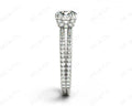 Round Cut Four Double Claw Set Diamond Ring with Pave Set Diamonds Down The Shoulders in Platinum - DG & Co. Jewellery