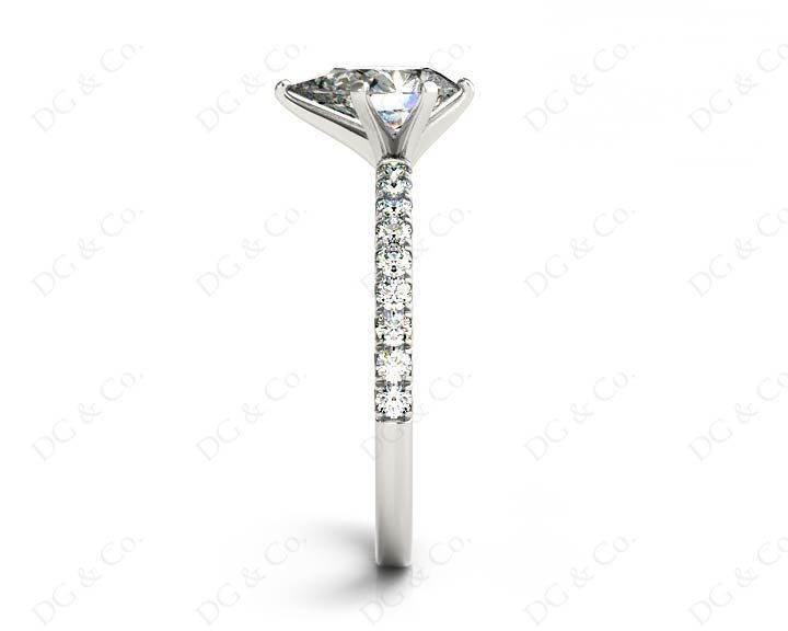 Marquise Cut Claw Set Diamond ring with pave set side stone - Platinum - DG & Co. Jewellery