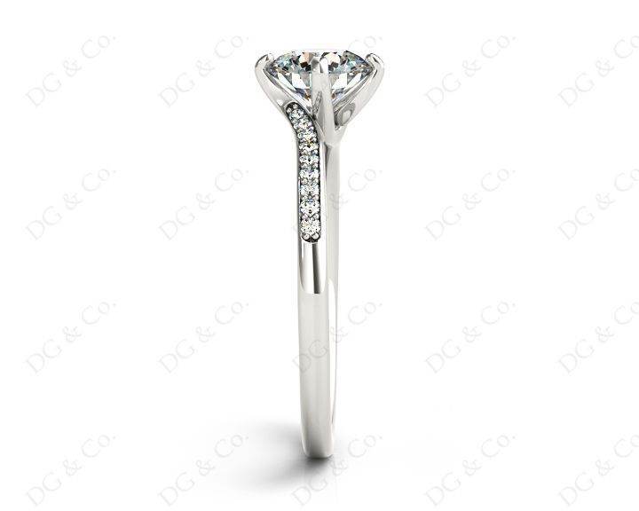 Round Cut Four Claws Prong set Twist Diamond Ring - Platinum - DG & Co. Jewellery