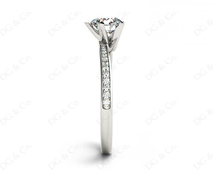 Round Cut Twist band claw set diamond with grain set side stone in Platinum - DG & Co. Jewellery