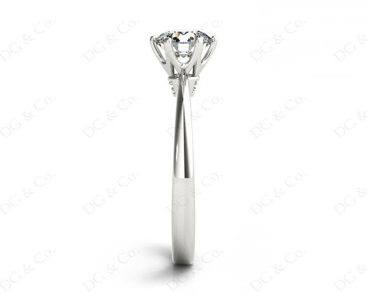 Platinum Brilliant Cut Six Claw Set Diamond Ring On A Upswept Reverse Taper Band. - DG & Co. Jewellery