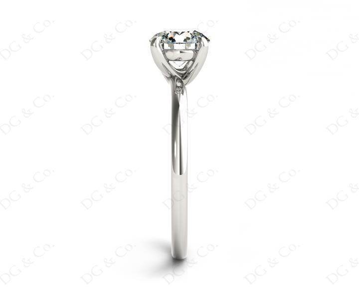 Round Cut Four Claw Set Diamond Ring with Plain Band - Platinum - DG & Co. Jewellery