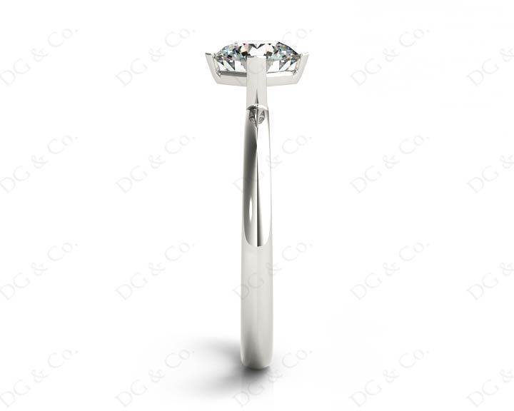 Round Cut Four Claw Set Diamond Engagement Ring with Plain Band - Platinum - DG & Co. Jewellery