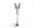 Emerald Cut Trilogy Ring with Channel Set Shoulder Diamonds - Platinum - DG & Co. Jewellery