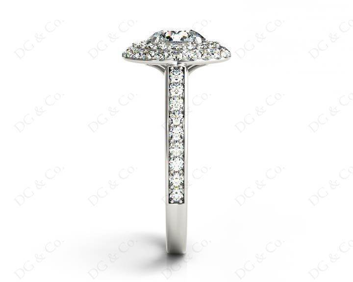 Round Cut Double Halo Diamond Engagement ring with claw set centre stone - Platinum - DG & Co. Jewellery