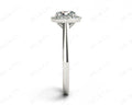 Round Cut 4 Prong Set Diamond Ring with Halo and Plain Tapered Band - Platinum - DG & Co. Jewellery