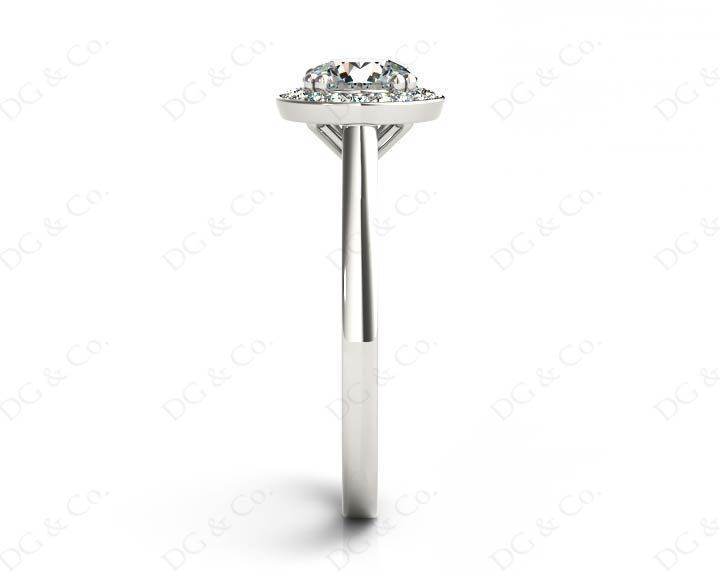 Round Cut 4 Prong Set Diamond Ring with Halo and Plain Tapered Band - Platinum - DG & Co. Jewellery