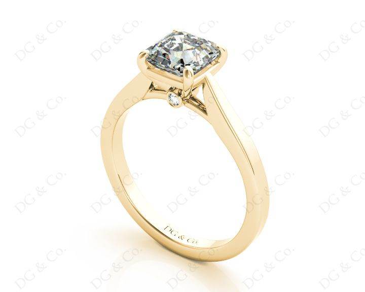 Asscher Cut Solitaire Diamond Engagement Ring with 4 Claw set centre stone in 18K Yellow - DG & Co. Jewellery