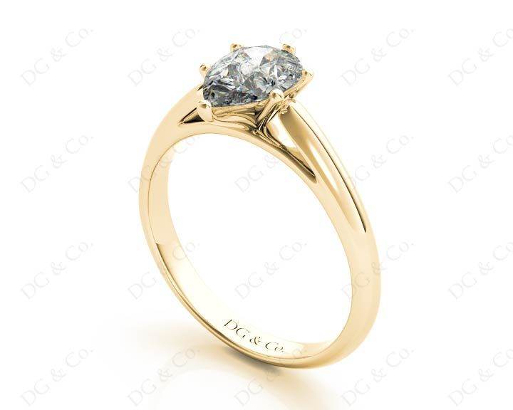 Pear Cut Solitaire Diamond Engagement Ring in six claw setting - 18K Yellow - DG & Co. Jewellery