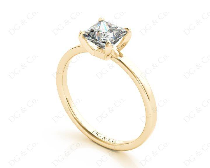Princess Cut Classic Diamond Engagement Ring Four Caw Setting - 18K Yellow - DG & Co. Jewellery