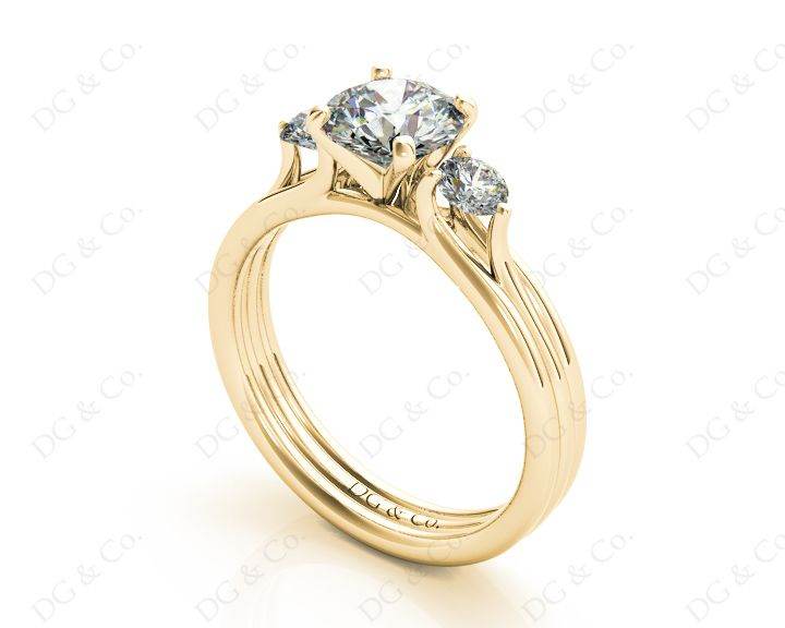Round Cut Classic Trilogy Diamond Triple Setting Band - 18K Yellow - DG & Co. Jewellery