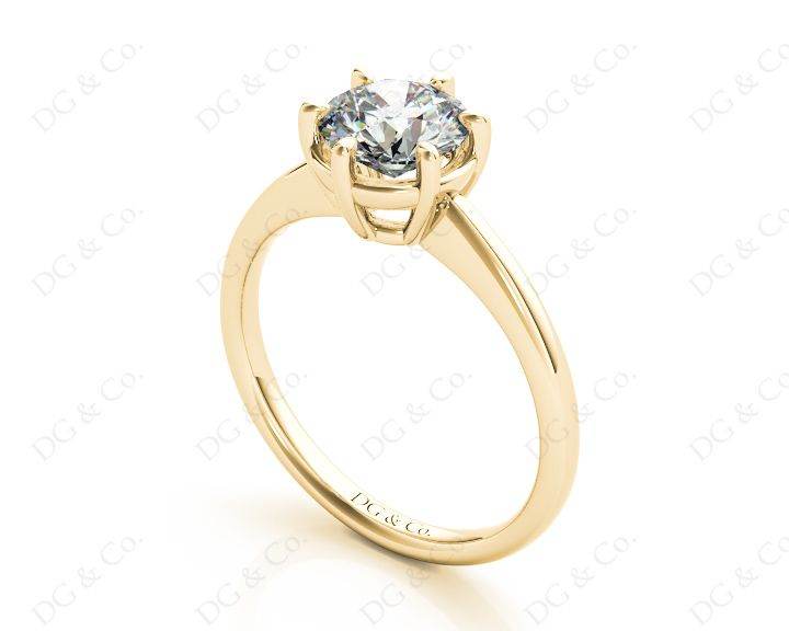 Round Cut Diamond Engagement Ring with Claw set centre stone - 18K Yellow - DG & Co. Jewellery