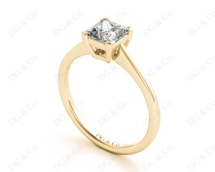 Princess Cut Classic Four claws Diamond Engagement Ring - 18K Yellow - DG & Co. Jewellery