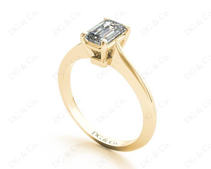 Emerald cut classic diamond solitaire engagement ring - 18K Yellow - DG & Co. Jewellery