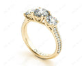 Round Cut Trilogy Diamond Engagement ring with claw set center stone - 18K Yellow - DG & Co. Jewellery