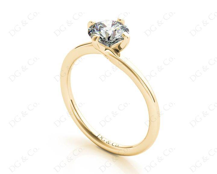 Round Cut Four Claws set Twist Diamond Ring in 18K Yellow - DG & Co. Jewellery