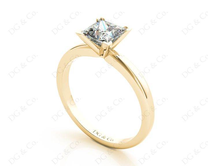 Princess Cut Diamond Engagement Ring with Claw set centre stone in 18K Yellow - DG & Co. Jewellery