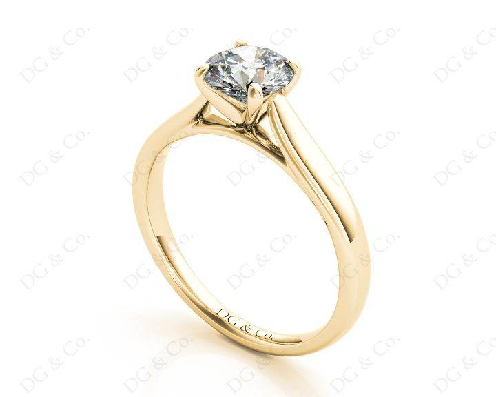Round Cut Solitaire Four Claws Diamond Engagement Ring in 18K Yellow - DG & Co. Jewellery