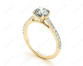 Round Cut Four Claws Diamond Ring with Pave Set Side Stones - 18K Yellow - DG & Co. Jewellery