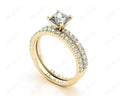 Princess cut diamond wedding set rings four claws setting With Pave Setting Side Stones - 18K Yellow - DG & Co. Jewellery