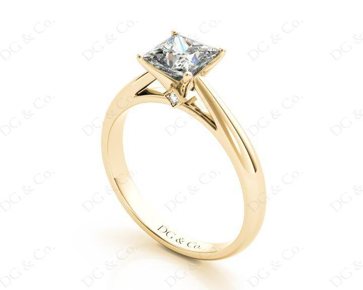 Princess Cut Four Claw Set Diamond Ring - 18K Yellow - DG & Co. Jewellery