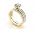 Round Cut Diamond Wedding Set Rings with Pave Setting Side Stones in 18K Yellow - DG & Co. Jewellery