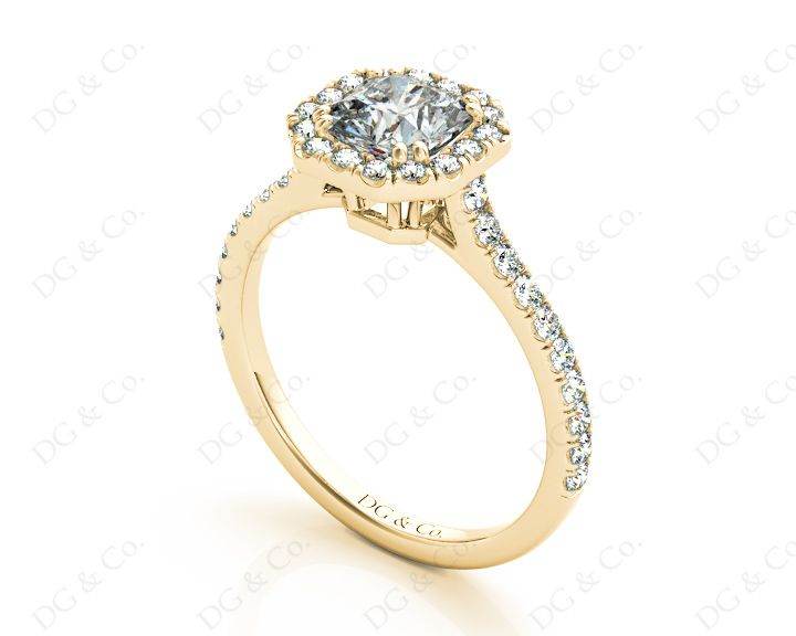 Cushion Square Cut Halo Diamond Engagement Ring with Claw Set Centre Stone - 18K Yellow - DG & Co. Jewellery