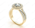 Round Cut Double Halo Diamond Engagement ring with claw set centre stone - 18K Yellow - DG & Co. Jewellery