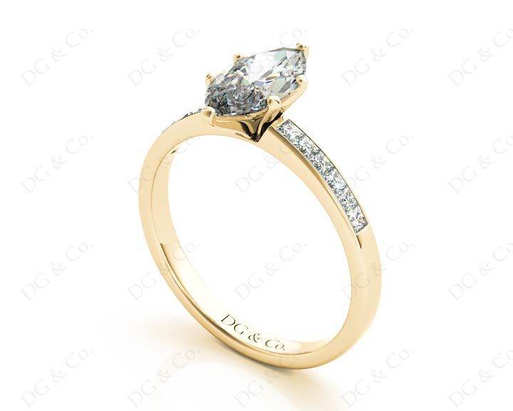 Marquise Cut Diamond Engagement ring with six claws centre stone - 18K Yellow - DG & Co. Jewellery