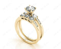 Round Cut Diamond trilogy wedding set rings with claw set side stone - 18K Yellow - DG & Co. Jewellery
