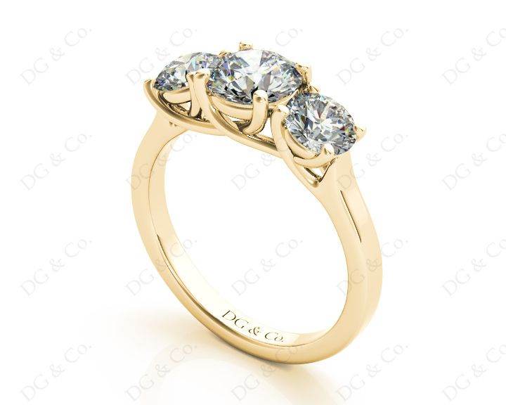 Round Cut Diamond Trilogy Cross Over Ring Setting - 18K Yellow - DG & Co. Jewellery